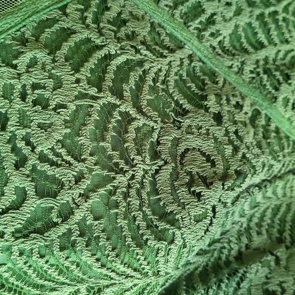 Vintage Lace & Mesh Sleeveless Zip Blouse - Green - Picture 5 of 10